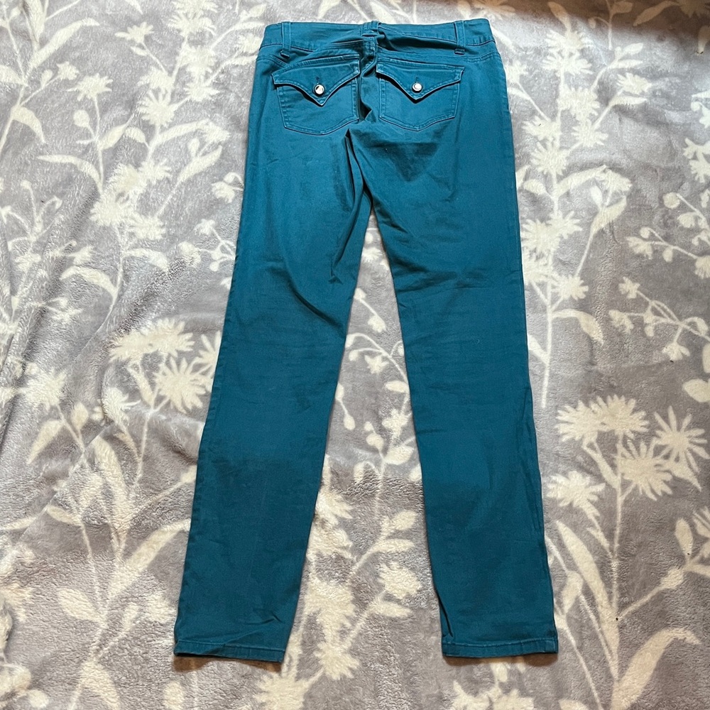 VTG Bongo Skinny Jeans Turquoise Stretch with Rhinestones Jeans  Sz 5💚